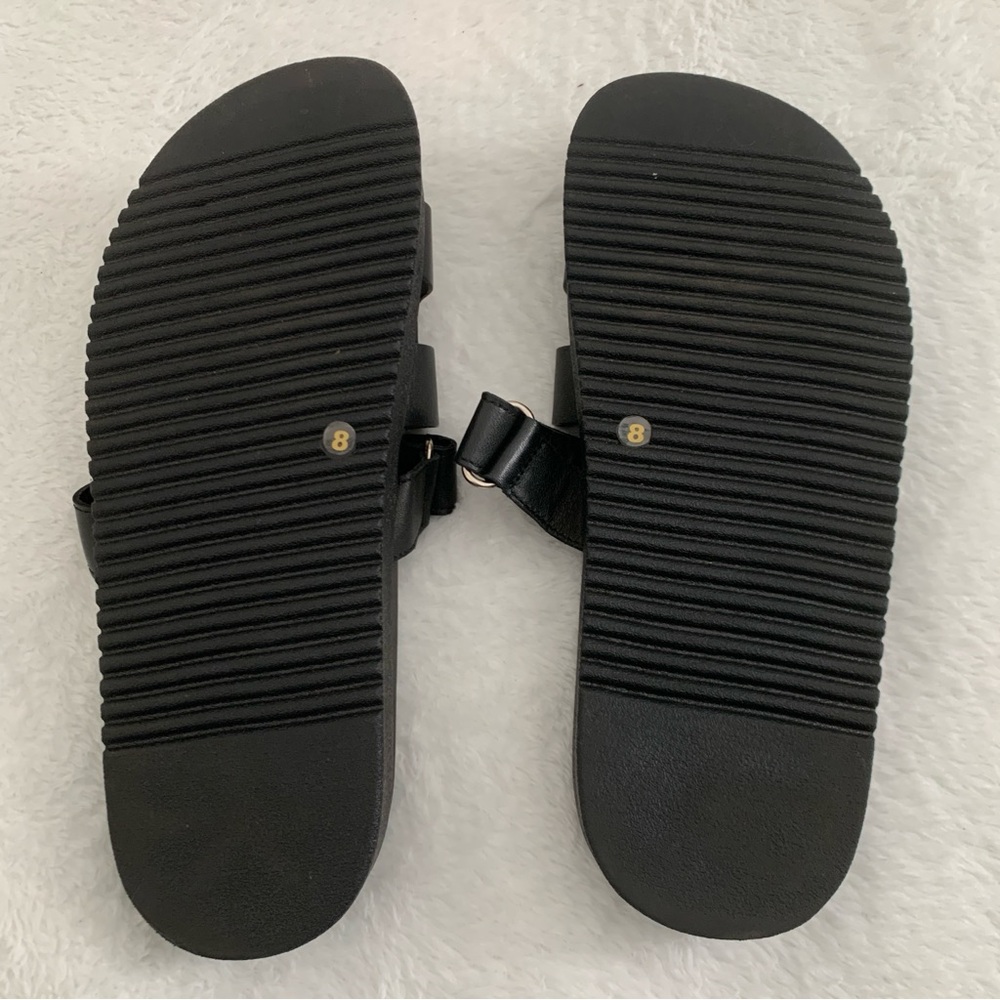 Women’s 8 STEVE MADDEN Mayven Black Leather H Flatform Luxe Slide Sandals - Picture 5 of 5